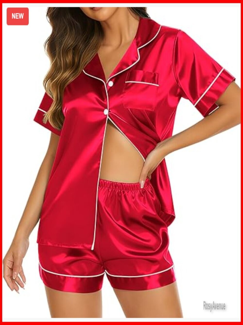 Silky Satin Pajama Set - Short Sleeve & Shorts, Lightweight Loungewear
